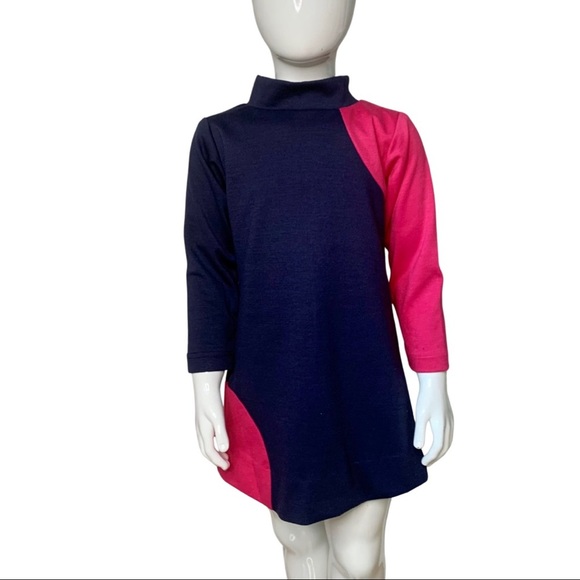 FLORENCE EISEMAN Ponte Knit Dress Navy & Pink Color Block Long Sleeve Size 4 - Picture 7 of 14